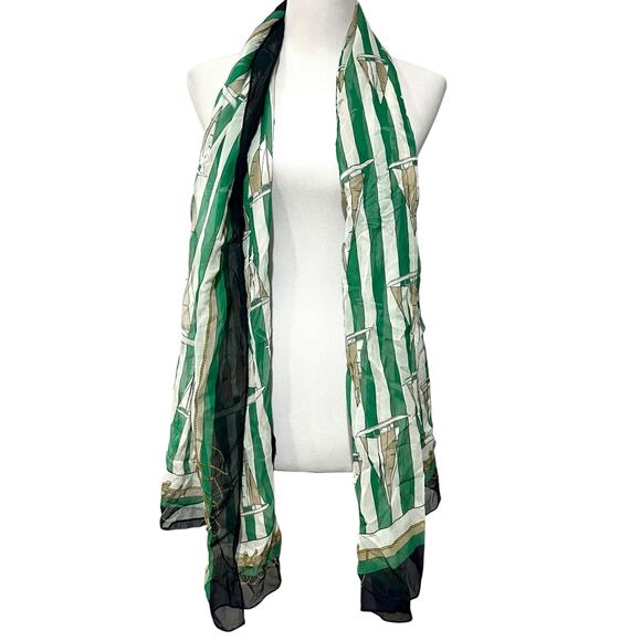 Brooks Brothers Women’s Silk Chiffon Scarf Crinkle Nautical Sailboats 70” X 25” - Picture 4 of 6